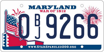 MD license plate 0BJ9266