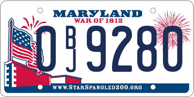 MD license plate 0BJ9280