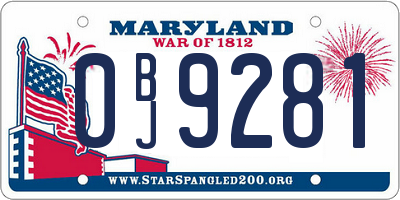 MD license plate 0BJ9281
