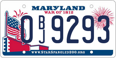 MD license plate 0BJ9293
