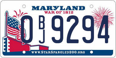 MD license plate 0BJ9294