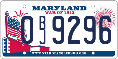 MD license plate 0BJ9296