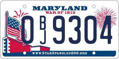 MD license plate 0BJ9304