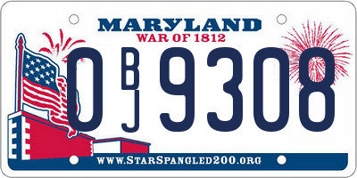 MD license plate 0BJ9308