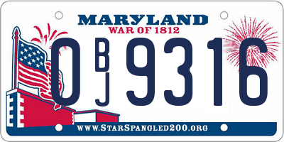 MD license plate 0BJ9316