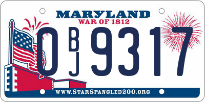MD license plate 0BJ9317