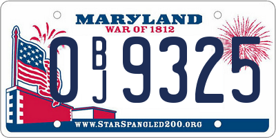 MD license plate 0BJ9325