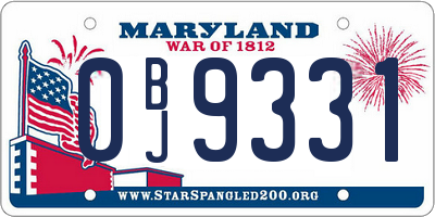 MD license plate 0BJ9331