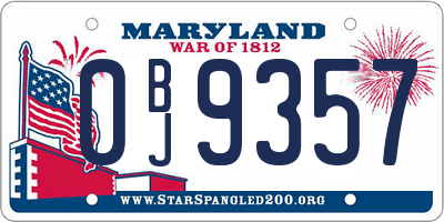 MD license plate 0BJ9357