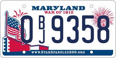 MD license plate 0BJ9358