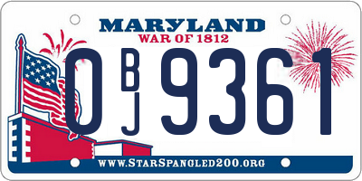 MD license plate 0BJ9361