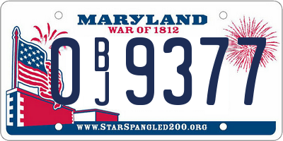 MD license plate 0BJ9377