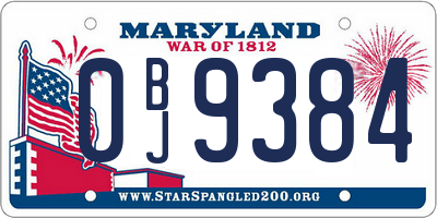 MD license plate 0BJ9384