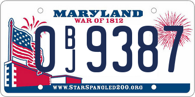 MD license plate 0BJ9387