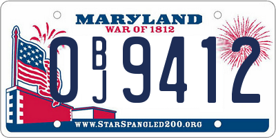 MD license plate 0BJ9412