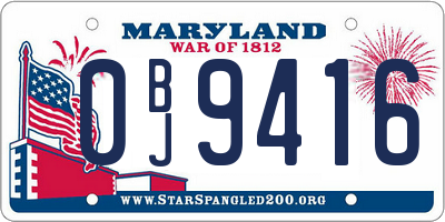 MD license plate 0BJ9416