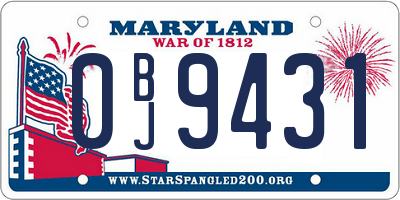 MD license plate 0BJ9431