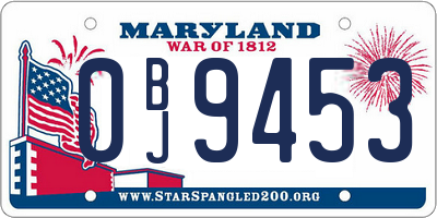 MD license plate 0BJ9453