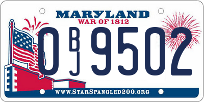 MD license plate 0BJ9502