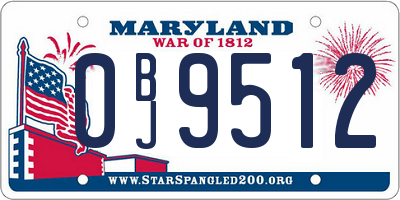 MD license plate 0BJ9512