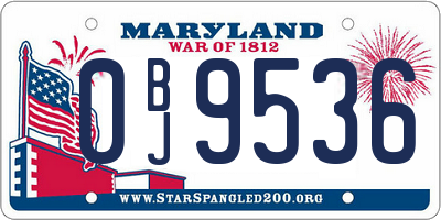 MD license plate 0BJ9536
