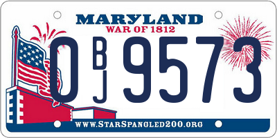 MD license plate 0BJ9573