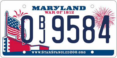 MD license plate 0BJ9584