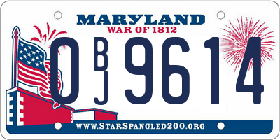 MD license plate 0BJ9614