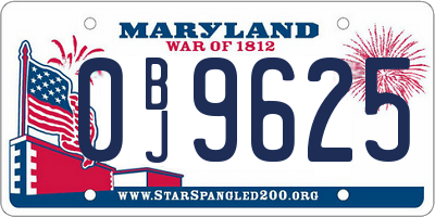 MD license plate 0BJ9625