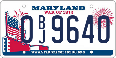 MD license plate 0BJ9640