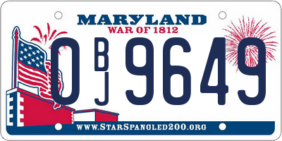 MD license plate 0BJ9649