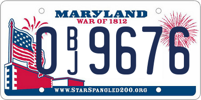 MD license plate 0BJ9676