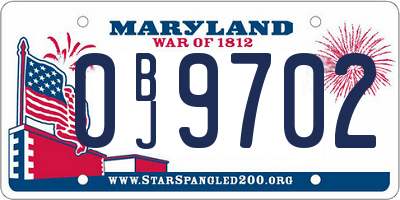 MD license plate 0BJ9702