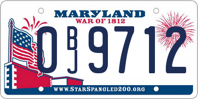 MD license plate 0BJ9712