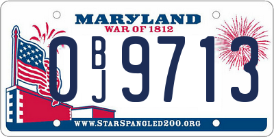 MD license plate 0BJ9713