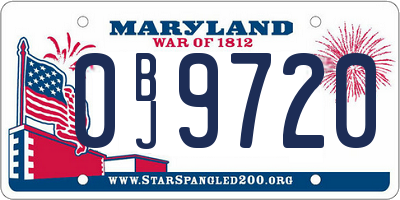 MD license plate 0BJ9720