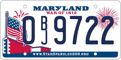 MD license plate 0BJ9722