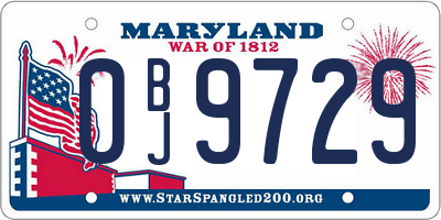 MD license plate 0BJ9729
