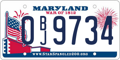 MD license plate 0BJ9734
