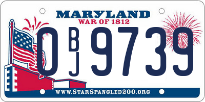 MD license plate 0BJ9739