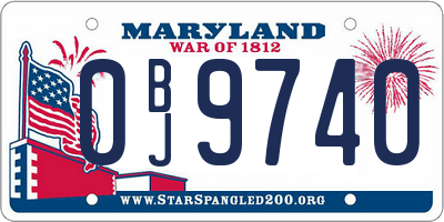 MD license plate 0BJ9740