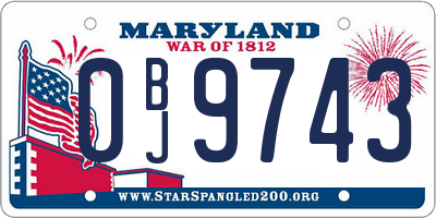 MD license plate 0BJ9743