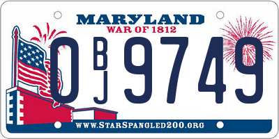 MD license plate 0BJ9749