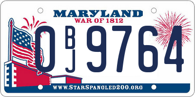 MD license plate 0BJ9764
