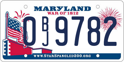 MD license plate 0BJ9782