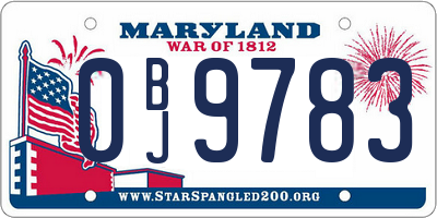 MD license plate 0BJ9783