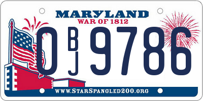 MD license plate 0BJ9786