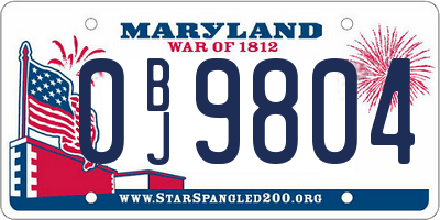 MD license plate 0BJ9804