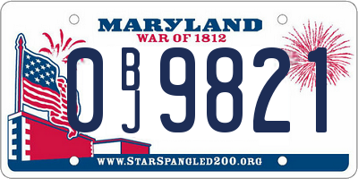 MD license plate 0BJ9821