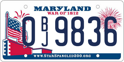 MD license plate 0BJ9836